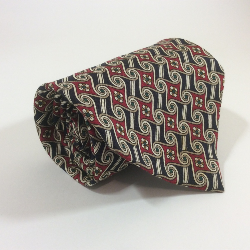 Burberry London Necktie red blue geometric silk neck tie